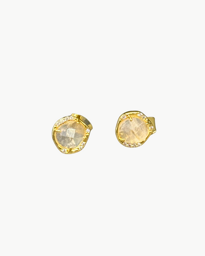 ORGANIC STONE STUD IN ROSE QUARTZ