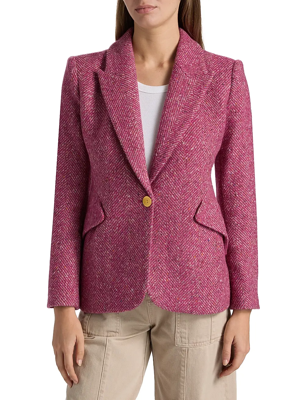 CHAMBERLAIN BLAZER IN PINK MULTI HERRINGBONE