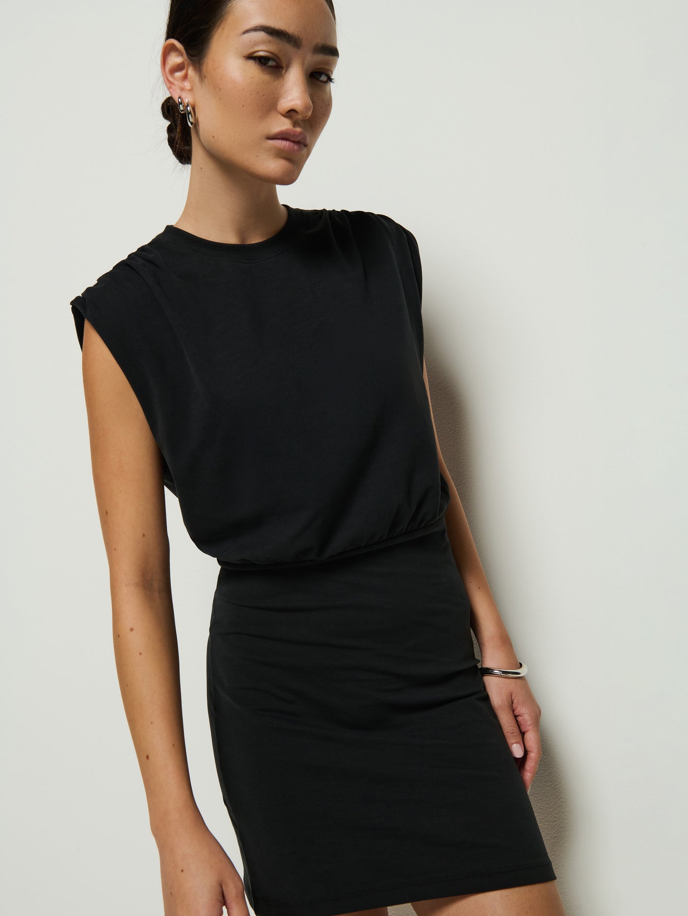 JAC MUSCLE TANK DRESS IN JET BLACK