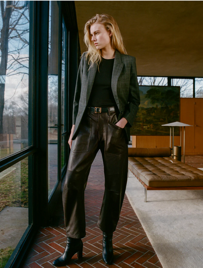 SHON LEATHER PANT IN DARK BROWN