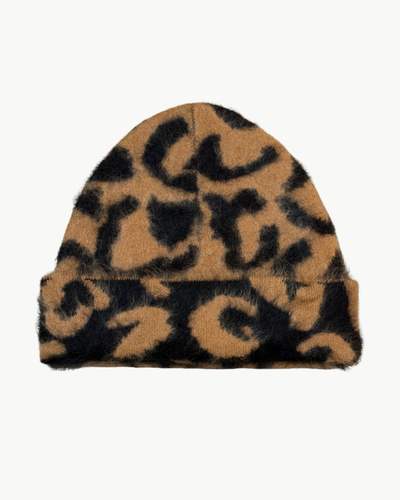 BRUSHED LEOPARD HAT IN EARTH/NIGHT