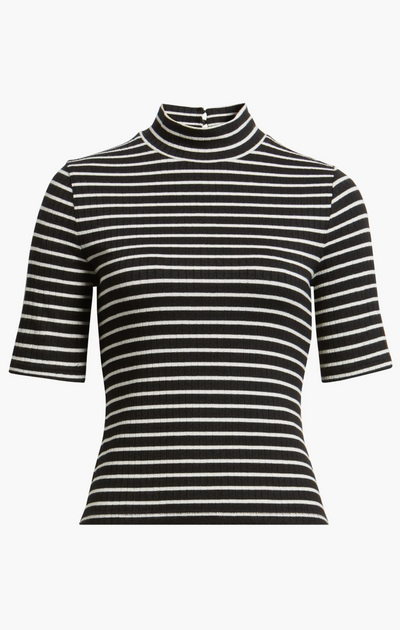 THE KNIT STRIPE RIB TEE IN BLACK MULTI