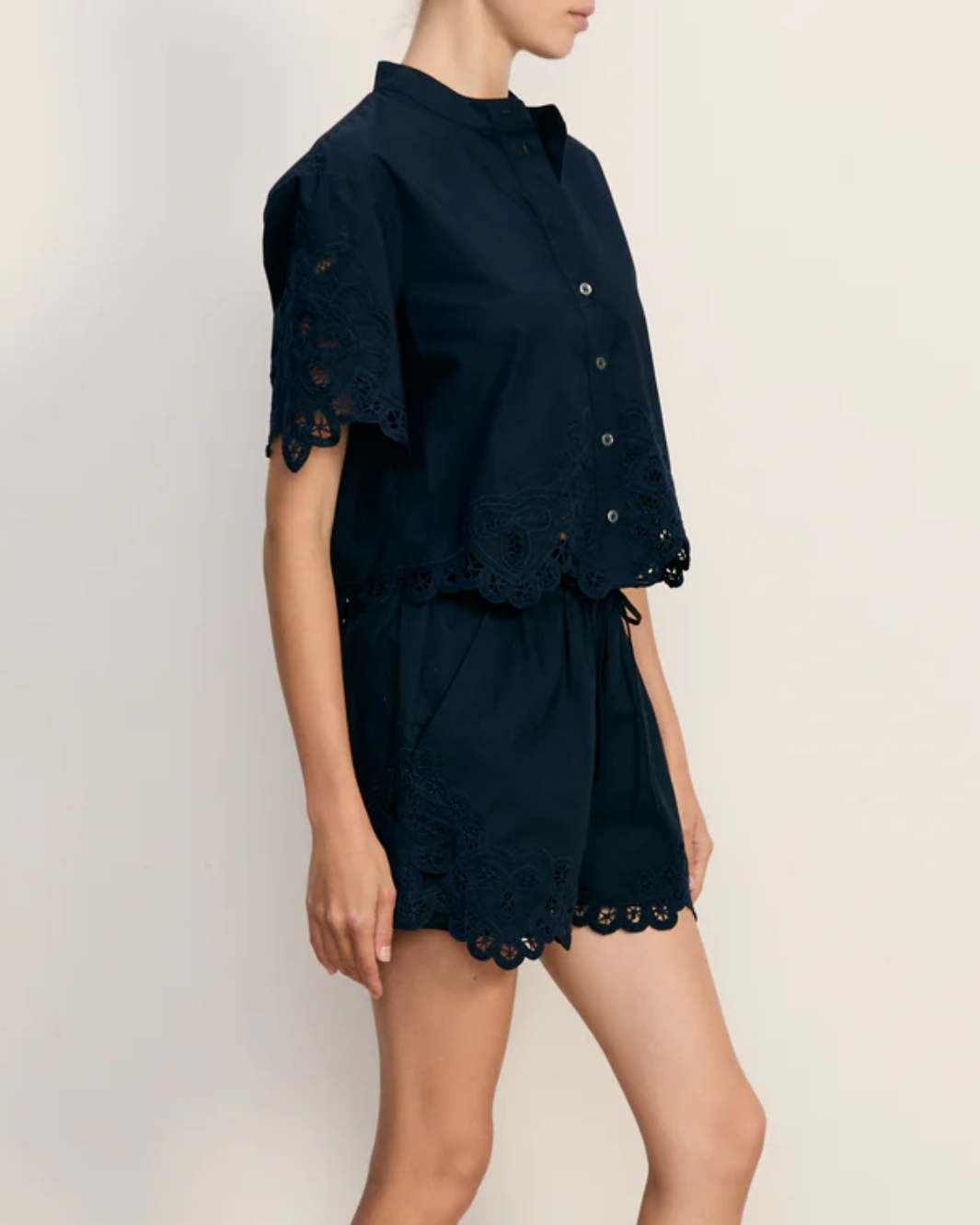 Veronica Beard VIVALDI LACE-TRIM SHORT at Romi Boutique