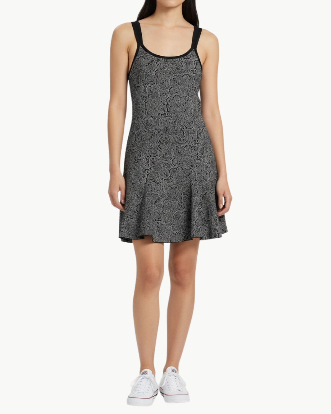 LIDIA SLEEVELESS METALLIC SWEATER MINI DRESS IN PLATINUM JACQUARD