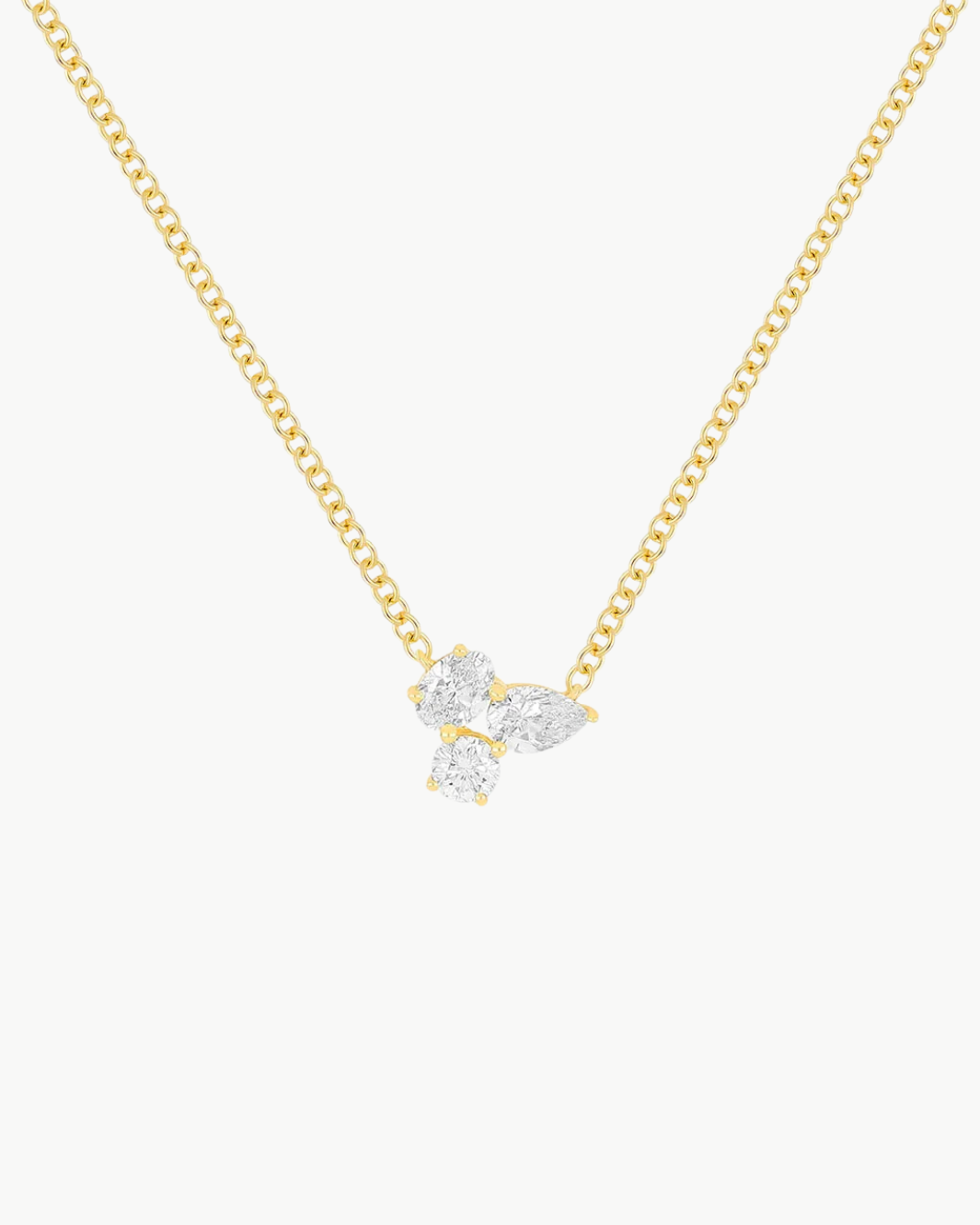 EF Collection Triple Diamond Cluster Necklace at Romi Boutique