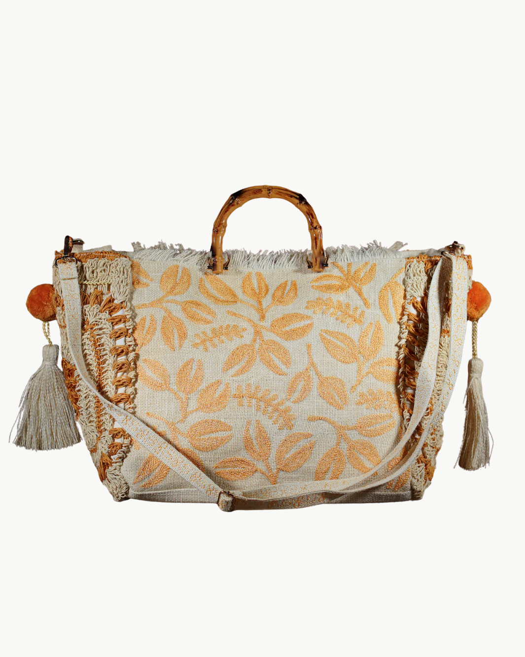 HARYALI JUTE TOTE IN CORAL