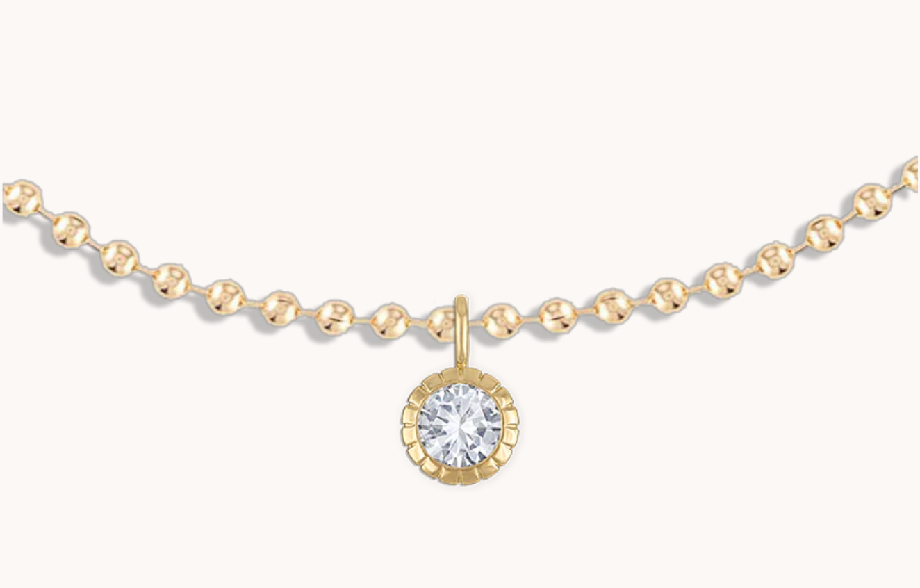 ROUND BEZEL BALL CHAIN NECKLACE IN GOLD - Romi Boutique