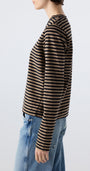LOVE LONG SLEEVE IN SAND/BLACK STRIPE - Romi Boutique