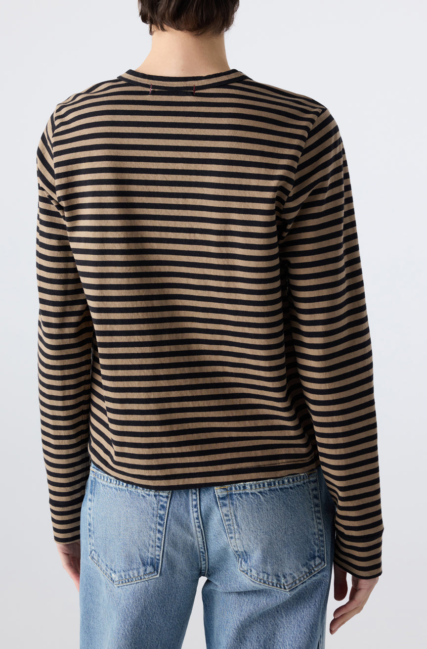 LOVE LONG SLEEVE IN SAND/BLACK STRIPE - Romi Boutique