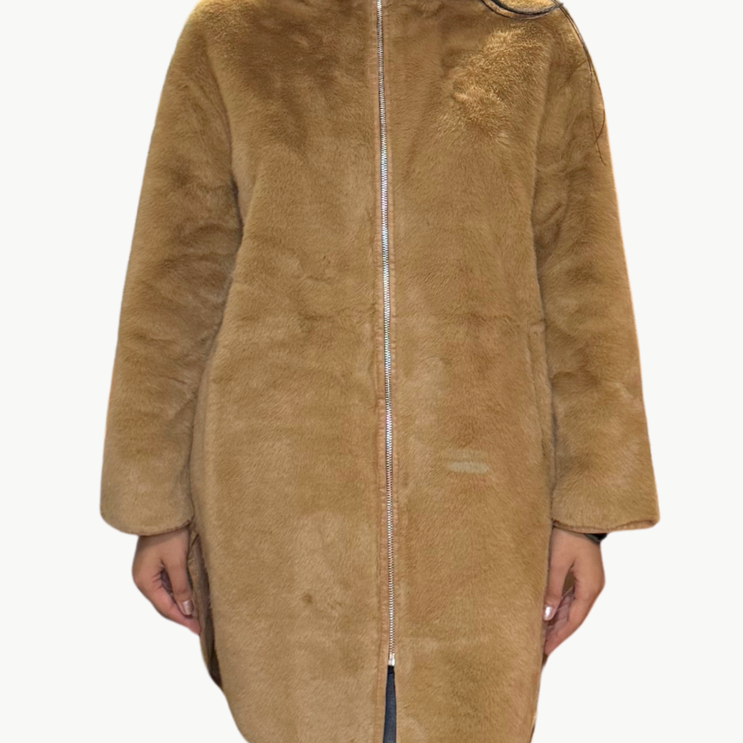 CARIBOU HOODED JACKET IN CAMEL - Romi Boutique