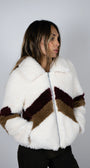 FALL LINE SHEARLING STAR CROP IN WHITE/CHEVRON - Romi Boutique