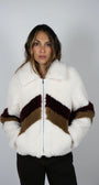 FALL LINE SHEARLING STAR CROP IN WHITE/CHEVRON - Romi Boutique