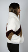 FALL LINE SHEARLING STAR CROP IN WHITE/CHEVRON - Romi Boutique