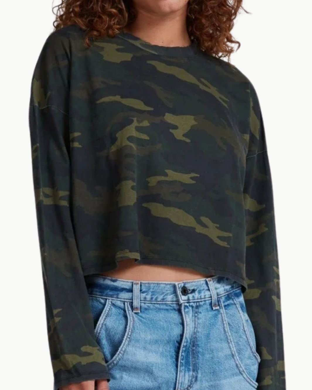 CROPPED LONG SLEEVE IN CAMO - Romi Boutique