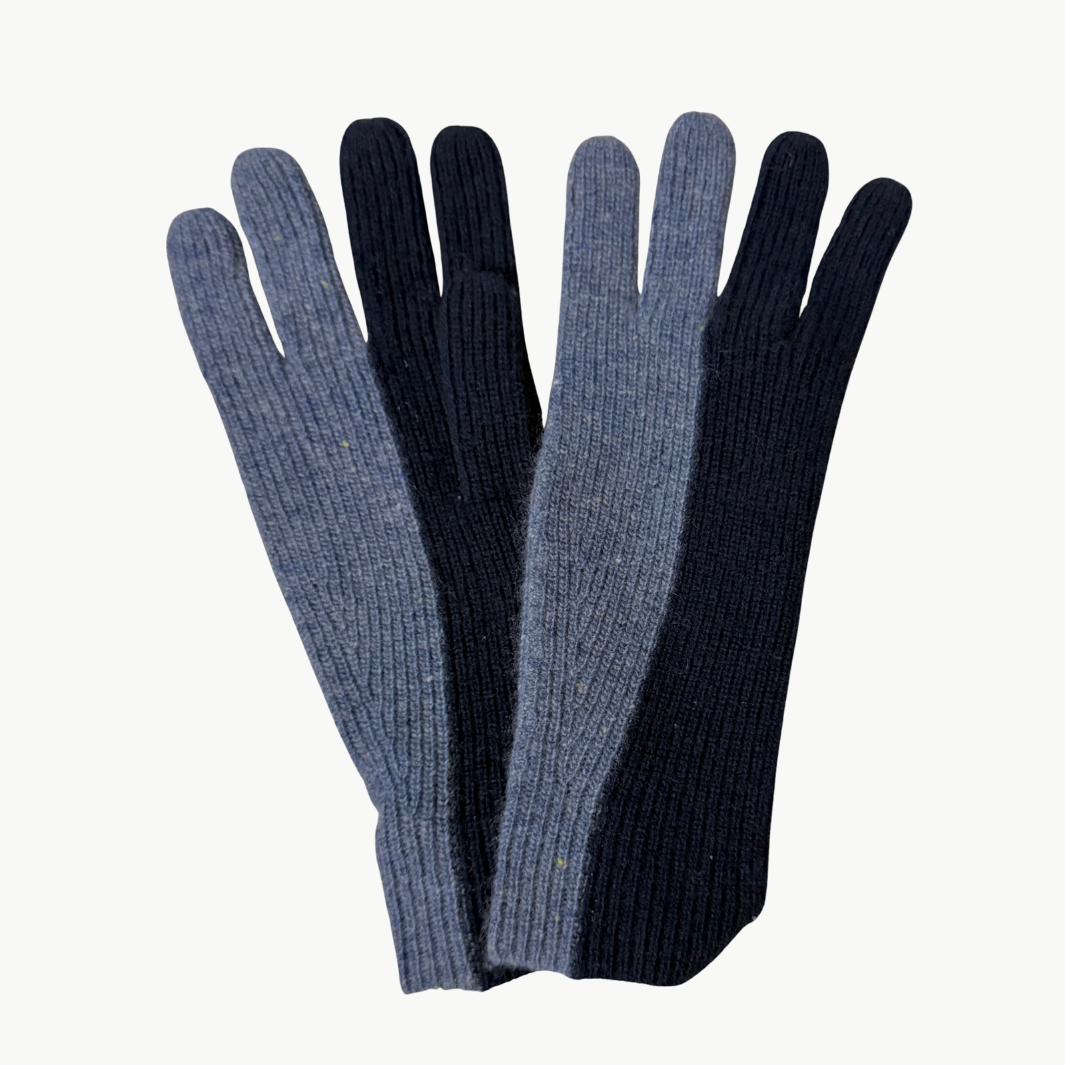 TWO TONE SHAKER GLOVES IN NAVY/RIVERWASH - Romi Boutique