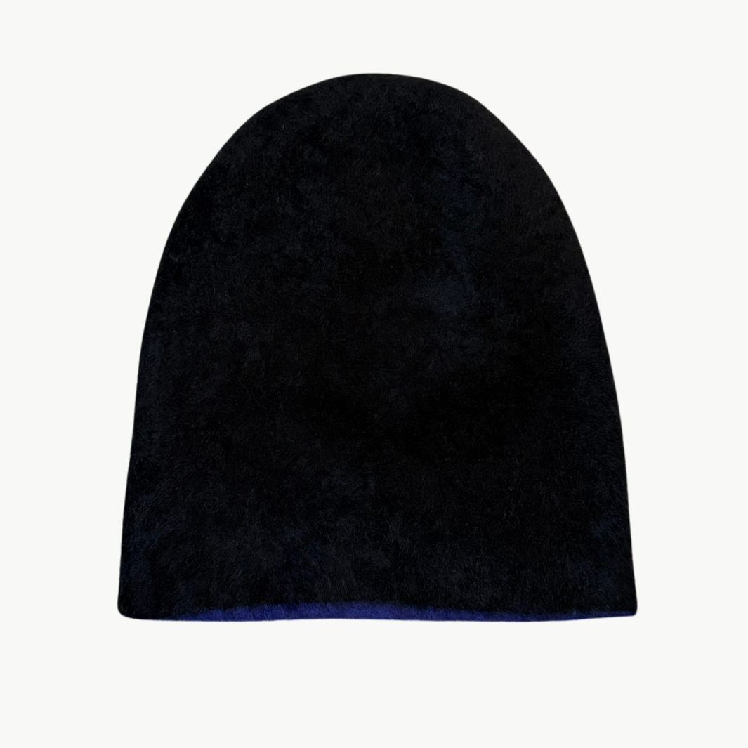 REVERSIBLE BRUSHED CASHMERE BEANIE IN NIGHT/DEEP SEA - Romi Boutique