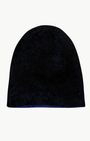 REVERSIBLE BRUSHED CASHMERE BEANIE IN NIGHT/DEEP SEA - Romi Boutique