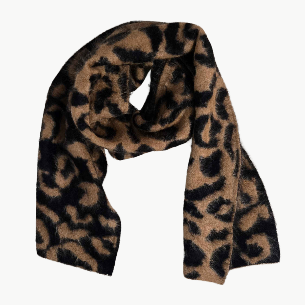 BRUSHED LEOPARD SCARF IN EARTH/NIGHT - Romi Boutique