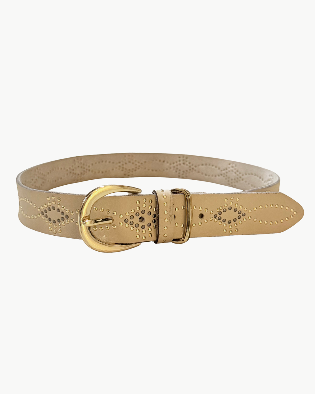 MELINDA GOLD BELT IN CREAM - Romi Boutique