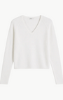Minnie Rose Sheer Luxury Cashmere Long Sleeve V Neck with Rolled Trims at Romi Boutique