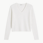 Minnie Rose Sheer Luxury Cashmere Long Sleeve V Neck with Rolled Trims at Romi Boutique