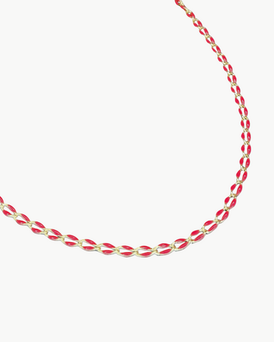 OVAL LINK NECKLACE IN HOT RED - Romi Boutique