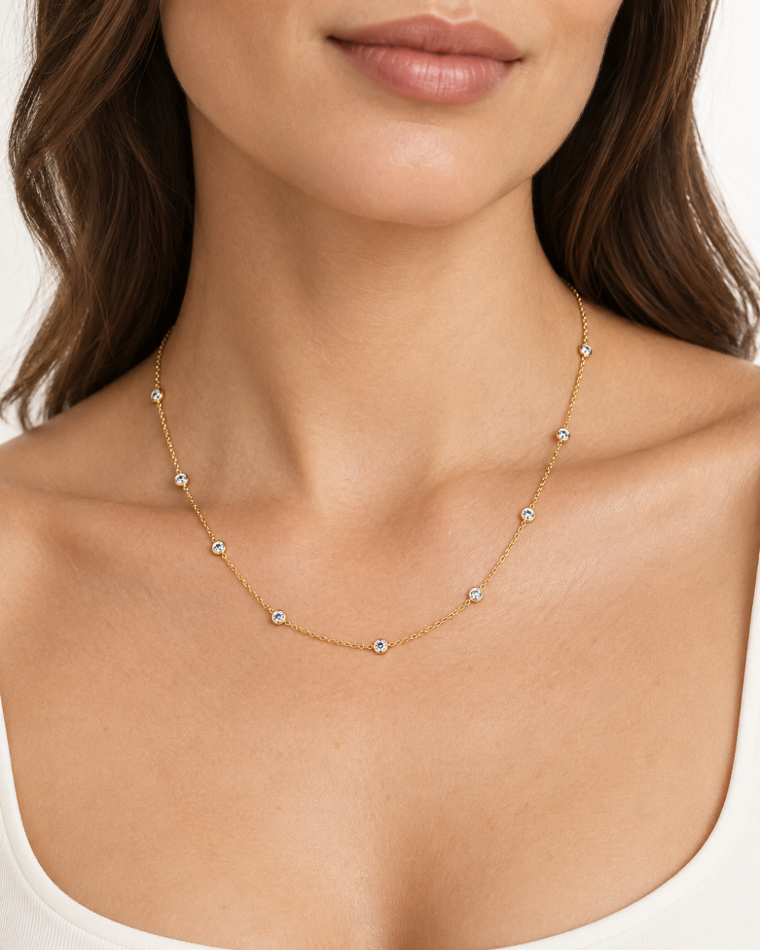 Bezel Diamond Station Necklace