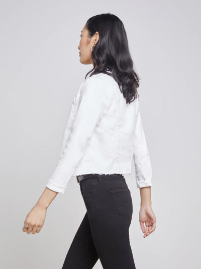 JANELLE SLIM RAW JACKET IN WHITE