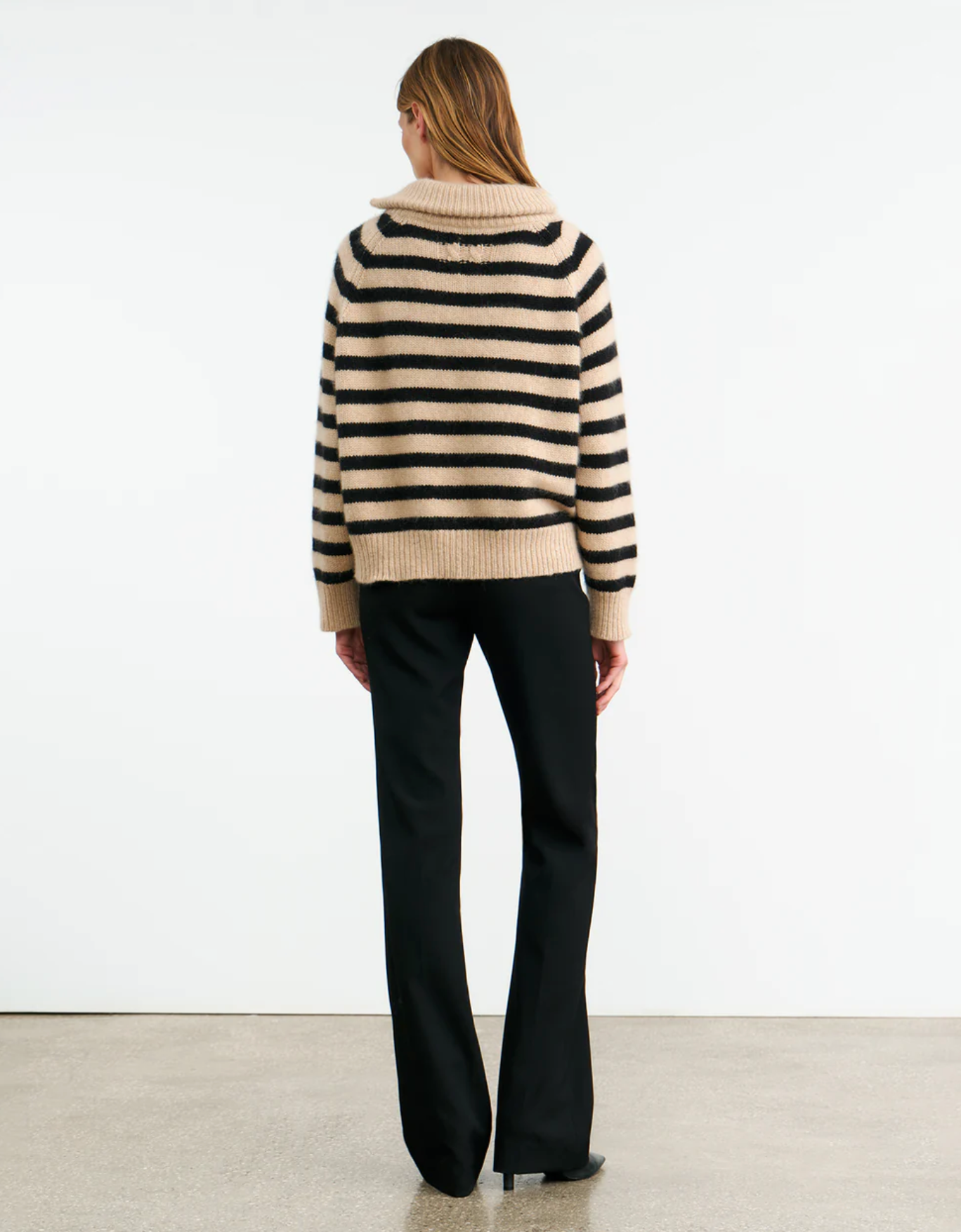 RAELYN STRIPE SWEATER IN PARCHMENT/BLACK STRIPE