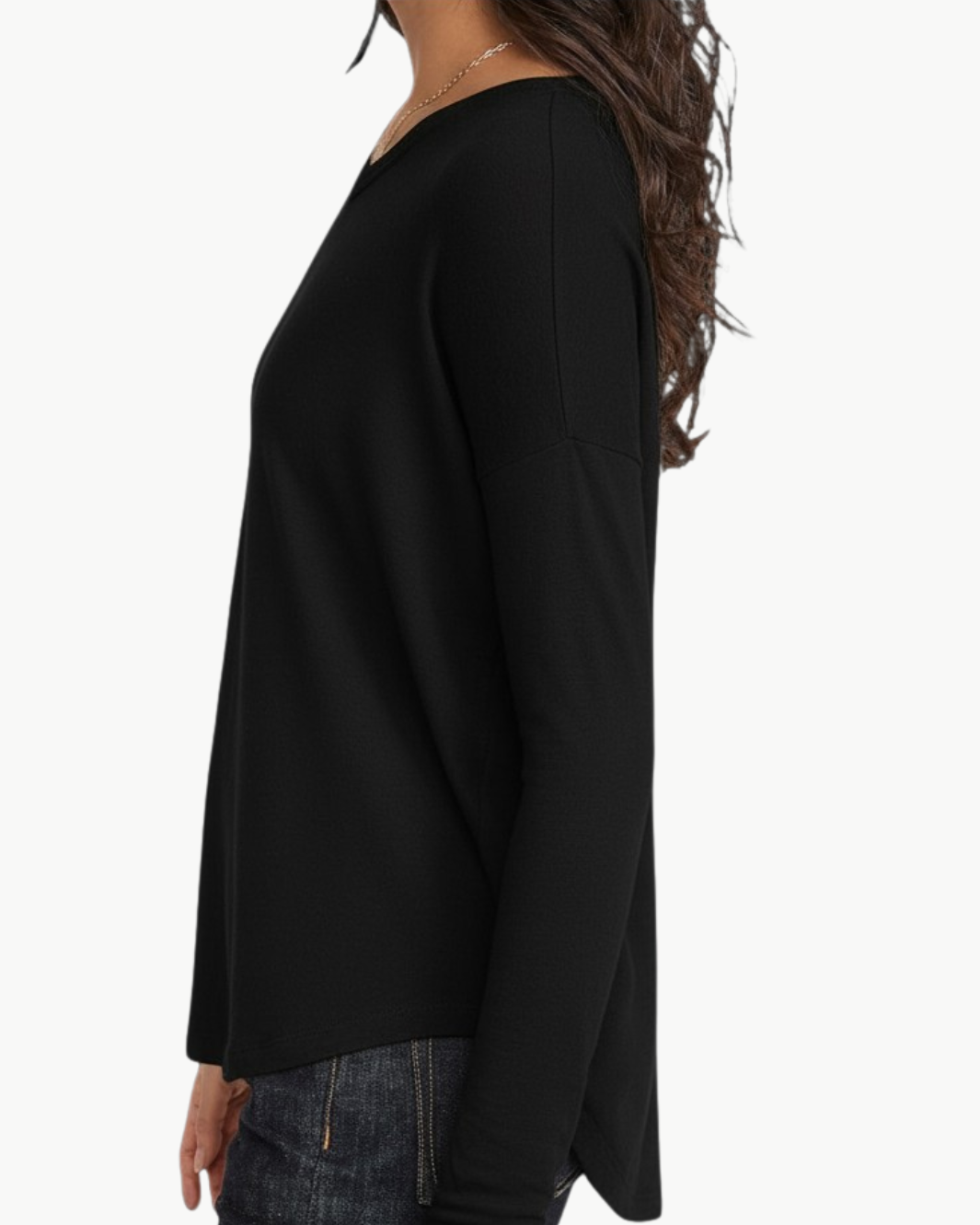 THE LONG SLEEVE KNIT TEE IN BLACK