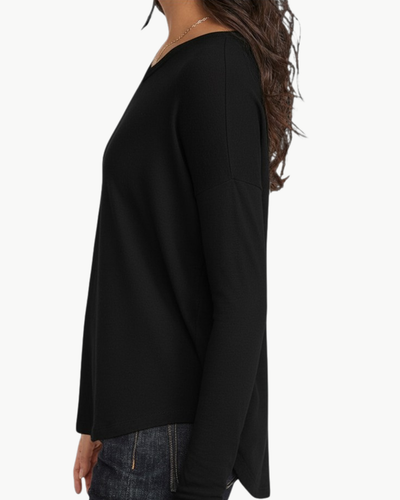 THE LONG SLEEVE KNIT TEE IN BLACK