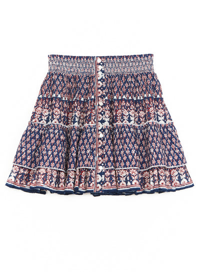 MARI PRINT MINI SKIRT IN INDIGO