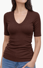 Enza Costa TEXTURED RIB HALF SLEEVE U at Romi Boutique