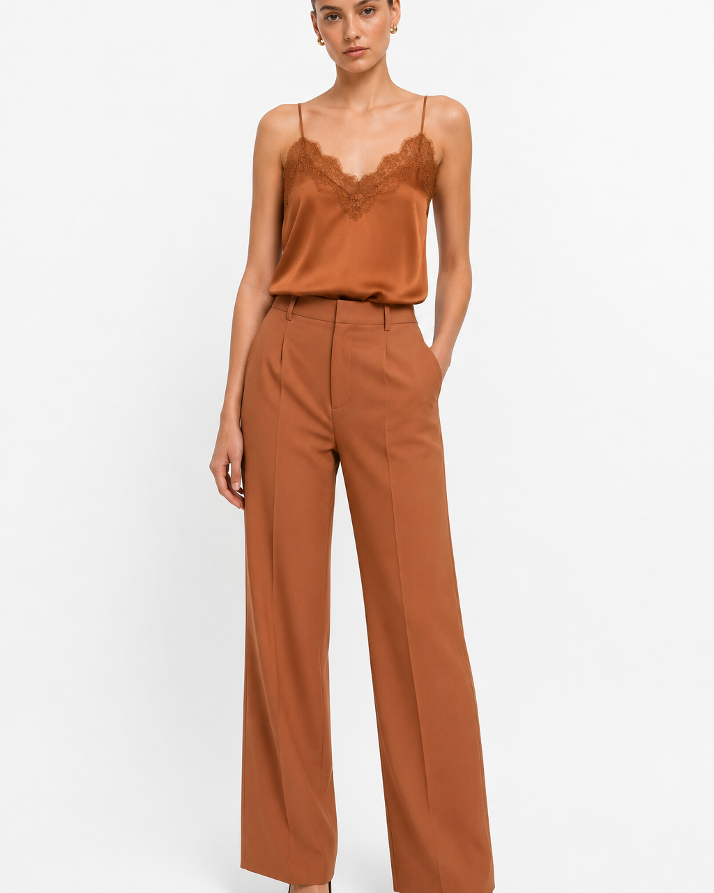 Annabelle Satin and Lace Camisole Top