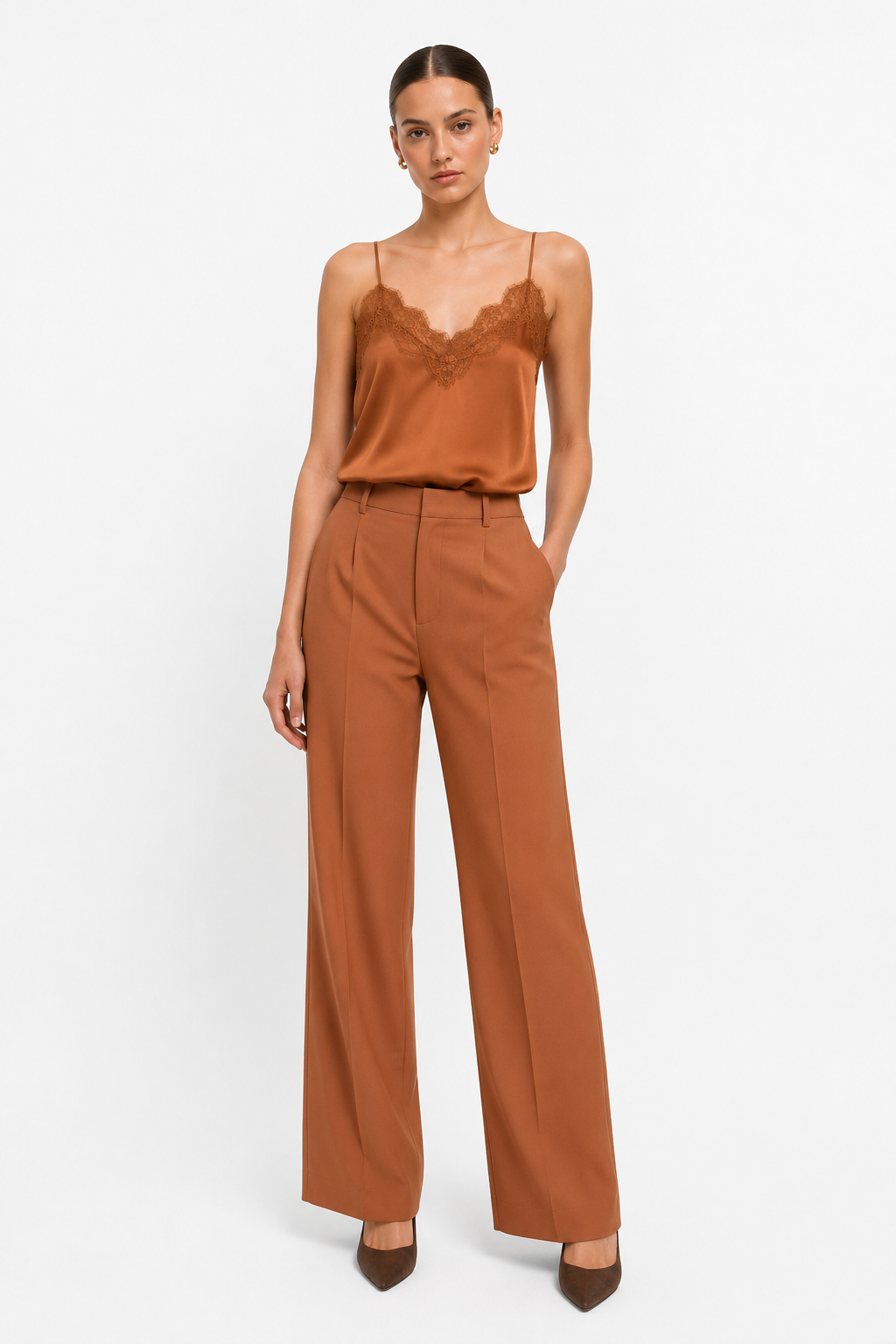 Annabelle Satin and Lace Camisole Top