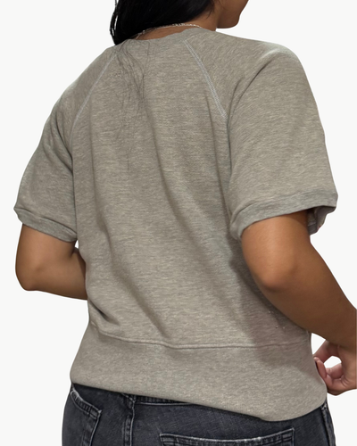 ROLLING STONES SHORT SLEEVE SWEATSHIRT IN HEATHER GREY