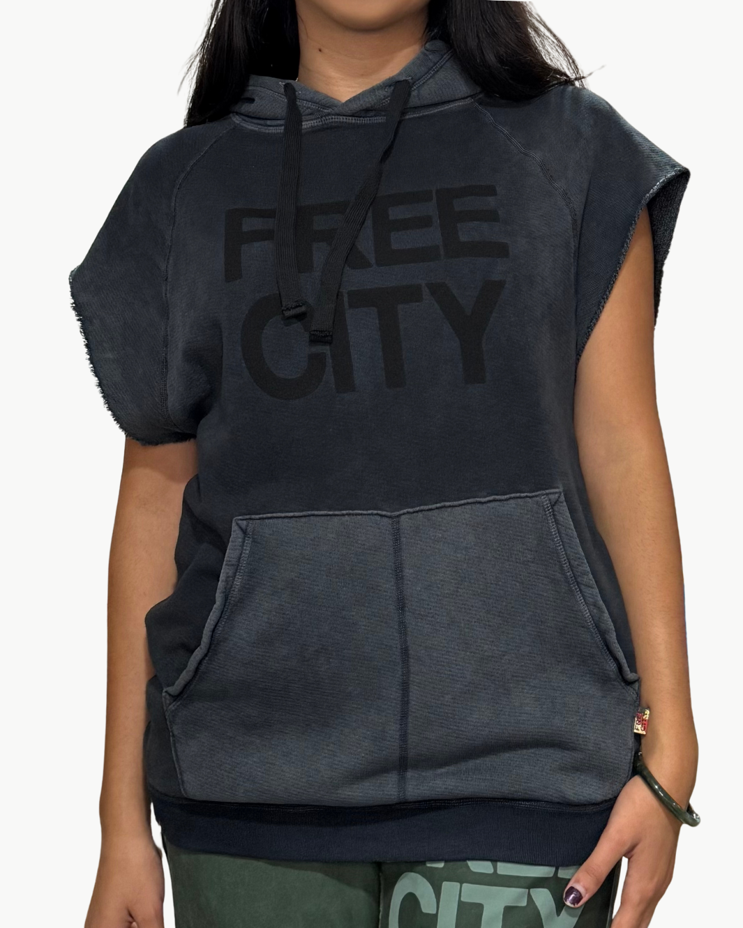 FREECITY THEDOINGOFIT SUPERYUMM CUTOFF HOODIE IN VOLCANO POWDER