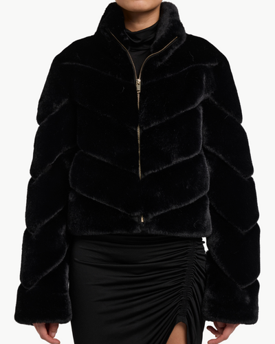 BRIANNA FAUX FUR JACKET IN BLACK
