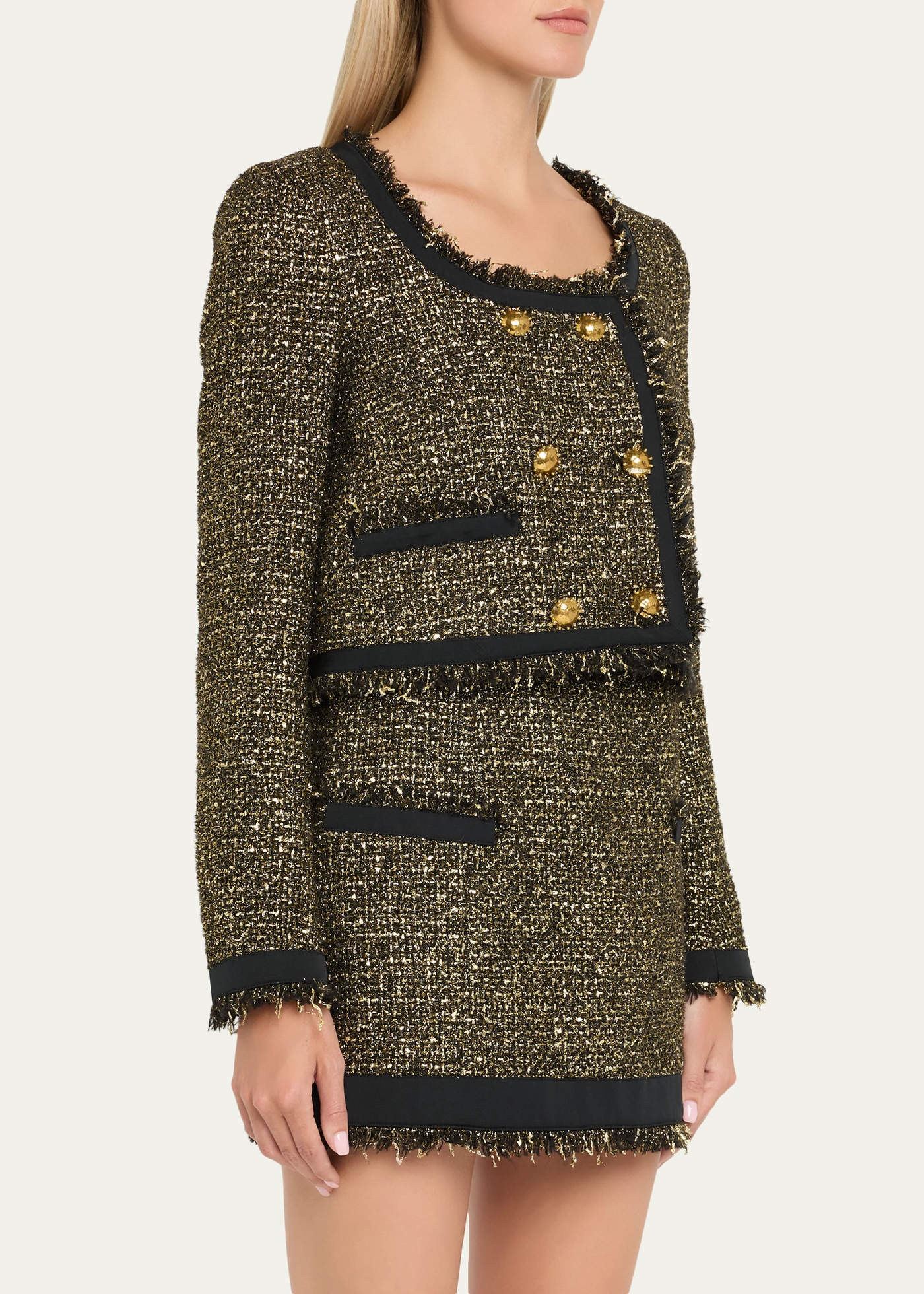 ANISA TWEED U-NECK JACKET IN TAPESTRY