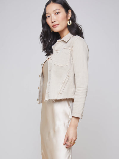 JANELLE SLIM RAW JACKET IN BISCUIT - Romi Boutique