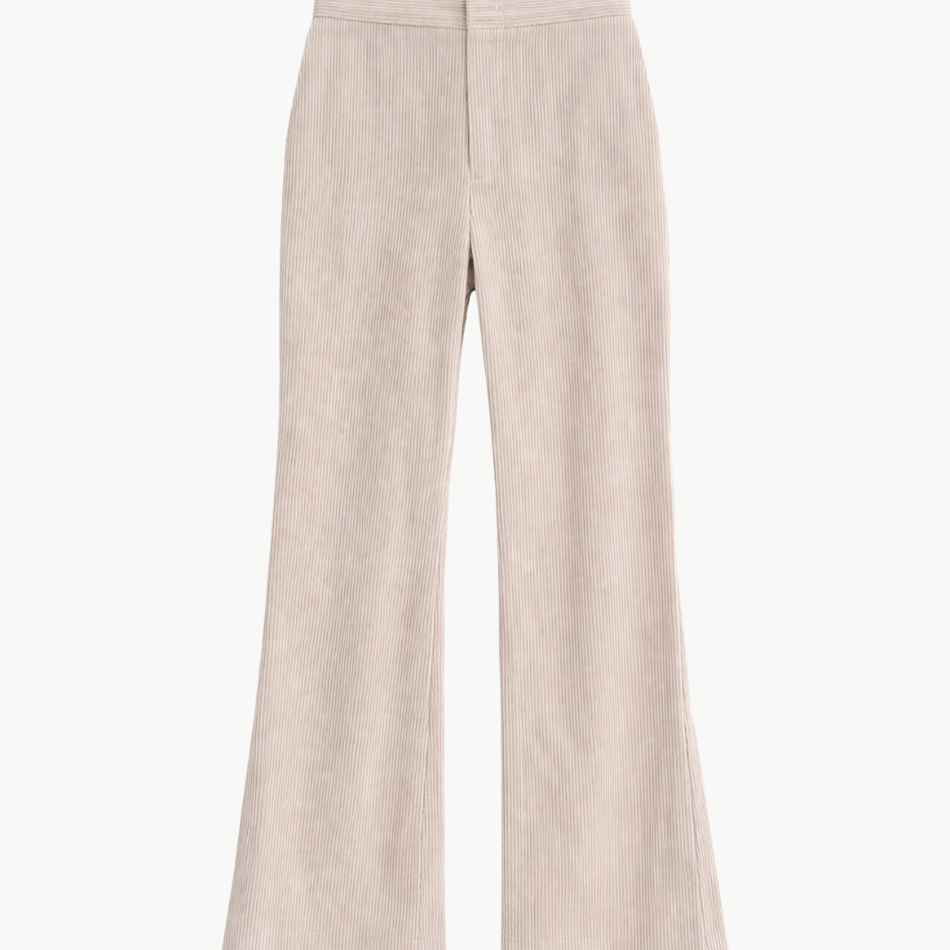Vince Ticking Stripe Linen-Cotton Low-Rise Crop Flare Trouser at Romi Boutique