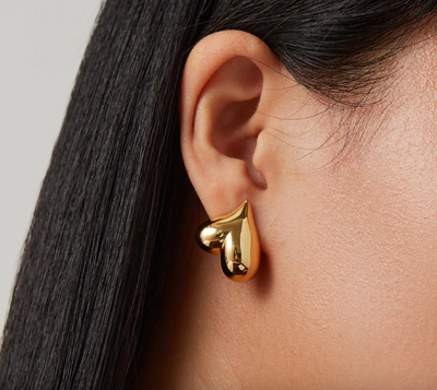 ART HEART BUTTON EARRINGS IN GOLD - Romi Boutique