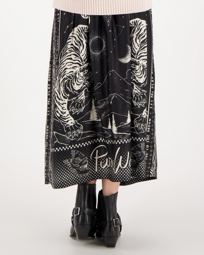 VANESSA PRINTED MIDI SKIRT IN BLACK MAGIC