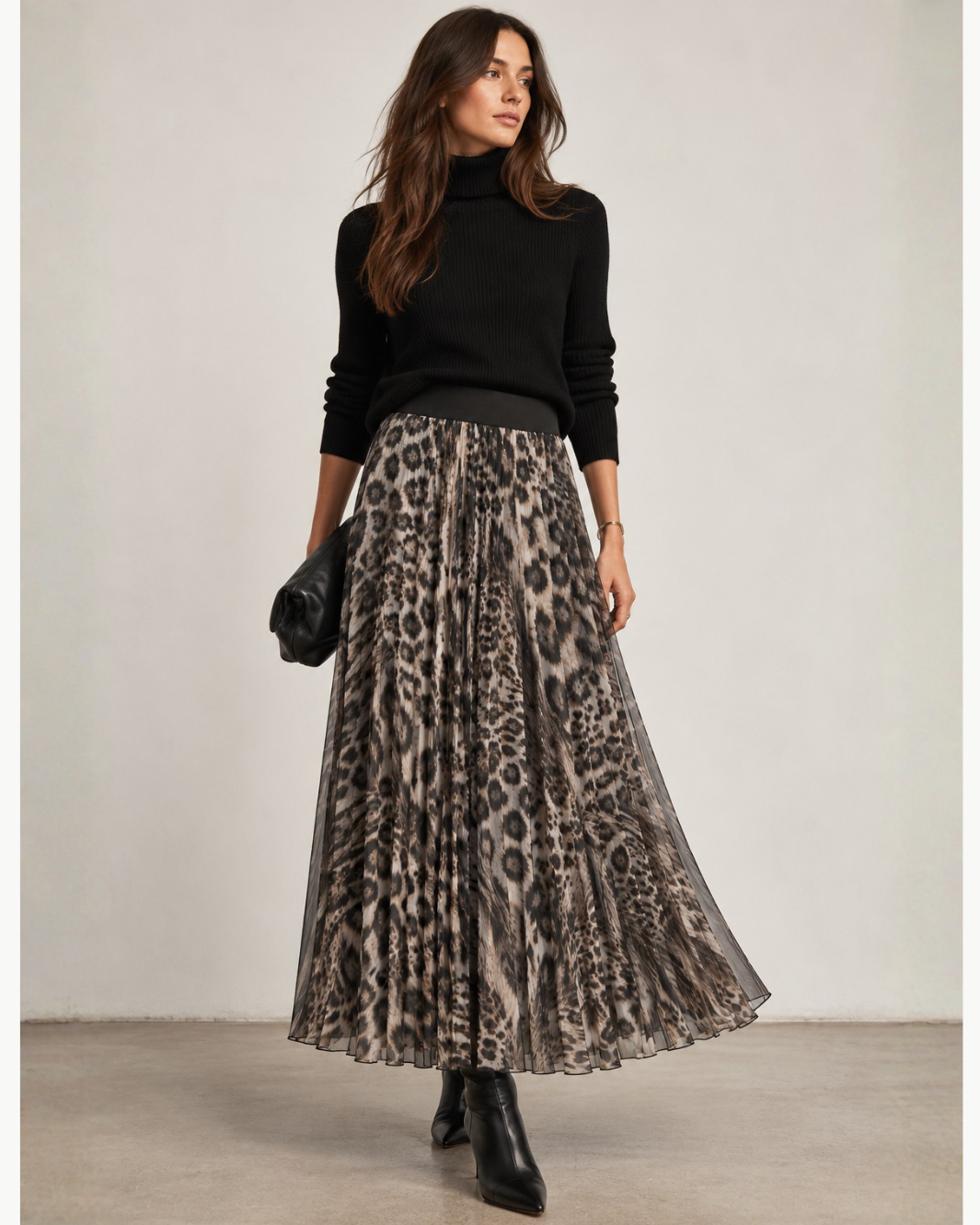 Chiffon Skirt with Mesh Overlay