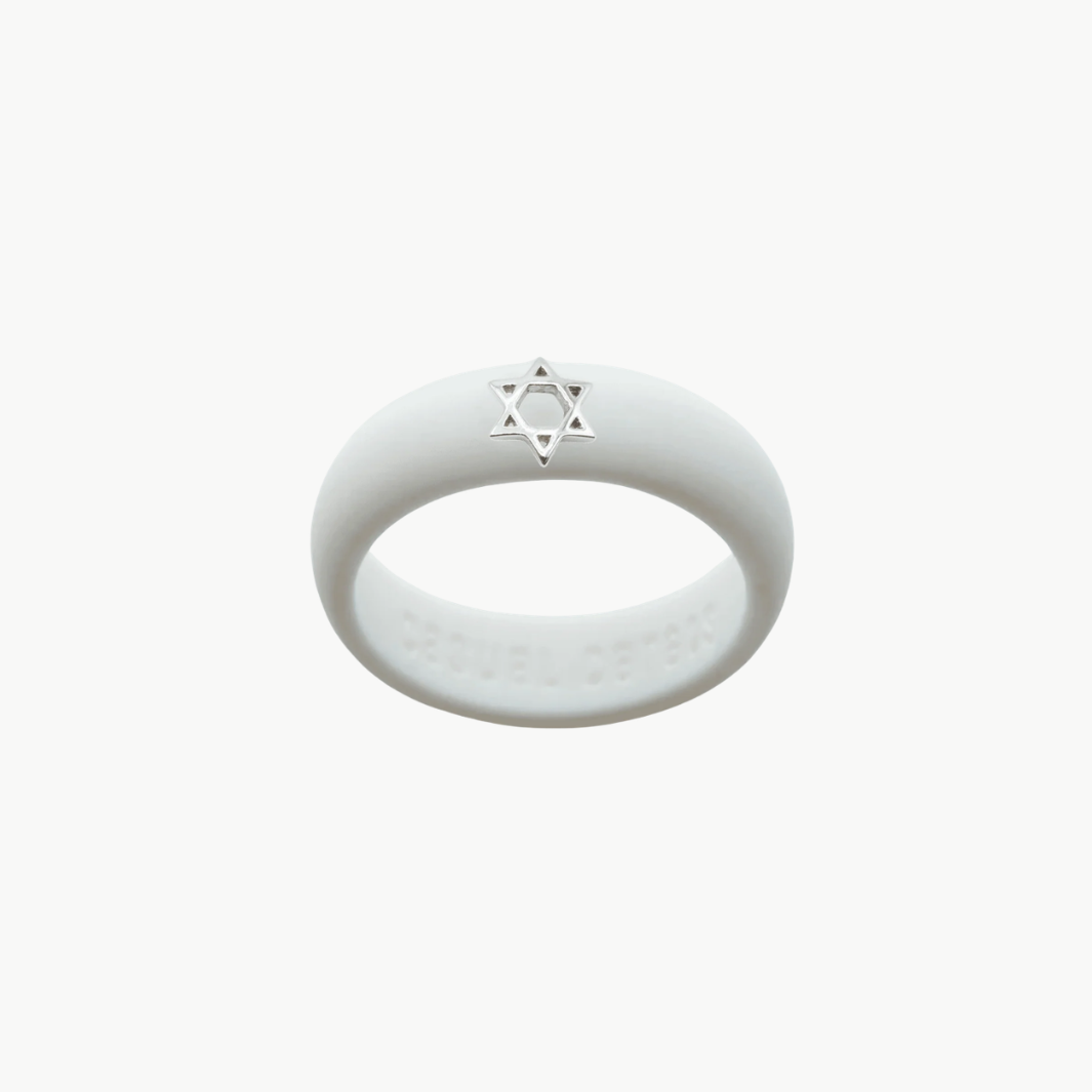 Sterling Silver Star of David Silicone Ring