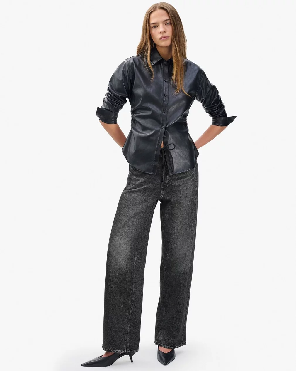 MIRAMAR WIDE-LEG TRACK PANTS IN WASHED BLACK