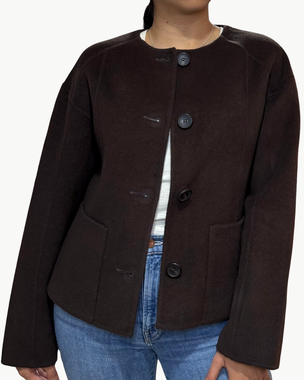 ELSIE DOUBLE FACED WOOL COAT IN SABLE