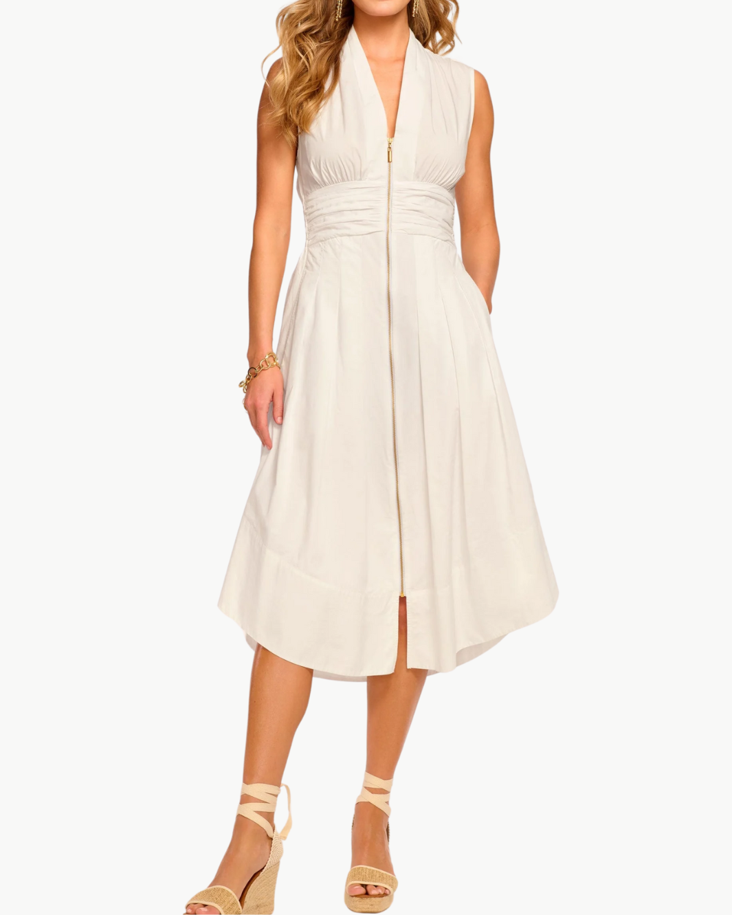 MEG SLEEVELESS MIDI DRESS IN WHITE
