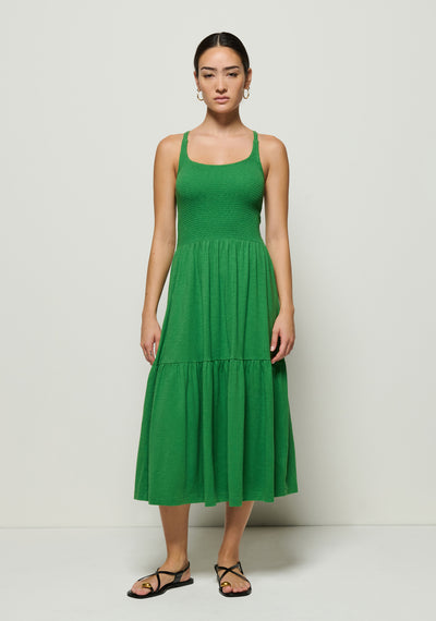 PENELOPE CROSS BACK MIDI IN GREEN LAWN