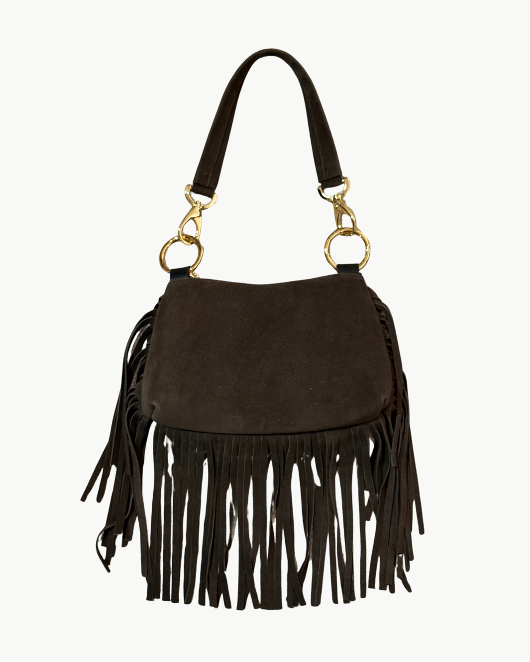 TINA FRINGE BAG IN BROWN SUEDE